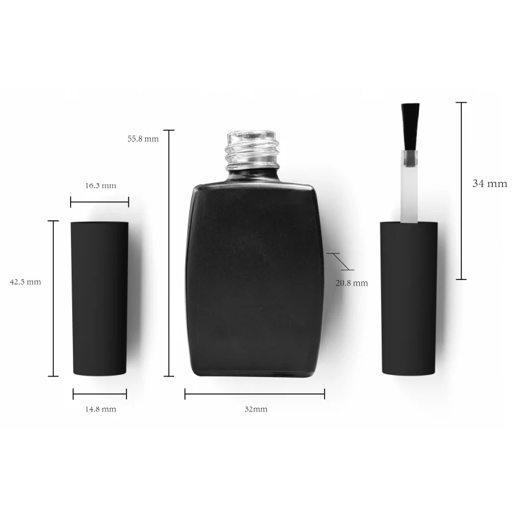 15ml custom made empty square fancy tiny gel uv nail polish gel polish glass bottles with brush