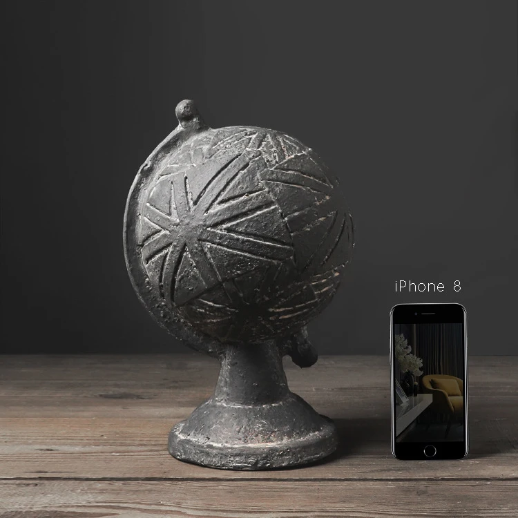 Manufacturer Customized Making Old And Retro Grey Globe Ornaments Tabletop Decoration Resin Crafts Art Resin Supplies