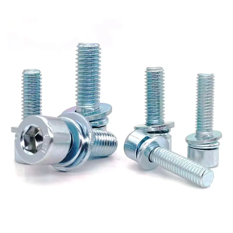 Hot Selling Stainless Steel 12.9 grade black nickel plated double washer hexagon socket combination screws