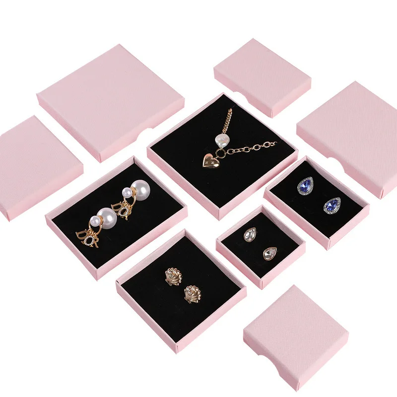 Personalized Ring Jewelry Box Logo Packaging Cardboard Box Pink Bracelet Pendant Jewelry Packaging