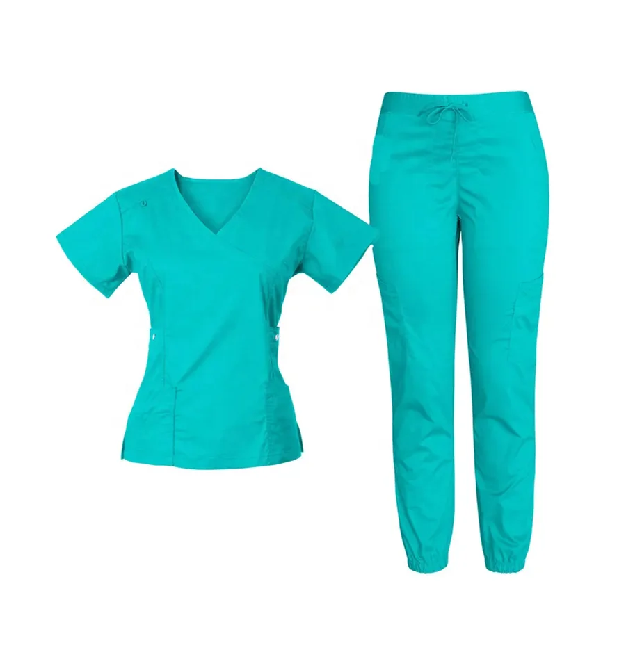 Fashionable women scrubs sets stylish anti wrinkle medical work nursing scrub uniform new style nurse uniform for hospital