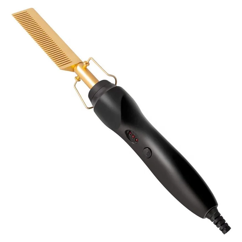 Wholesale Wet and Dry Use 2 in 1 Ceramic Copper Electrical Hair Straightener Comb for Women Hot Comb