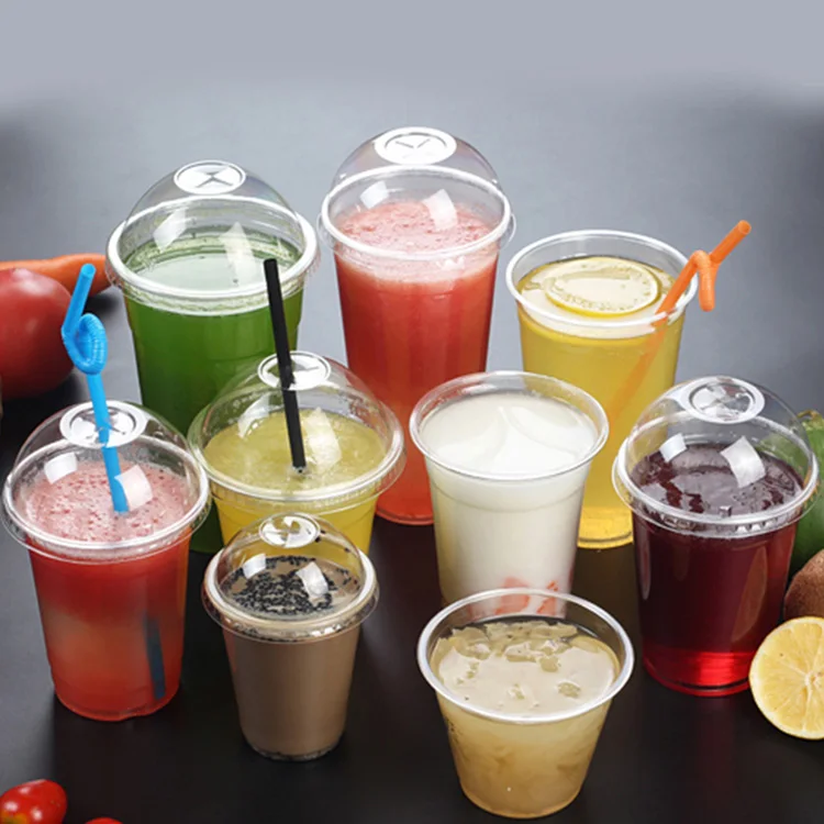 
Take Away Pet Plastic Beverage Bottle Fruit Water Cup Disposable Milk Tea Cups 