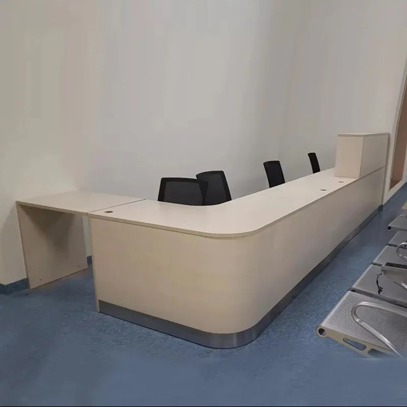 Customize Modern Front Desk Reception Counter Doctors Office Wooden Hospital L Shaped Reception Desk