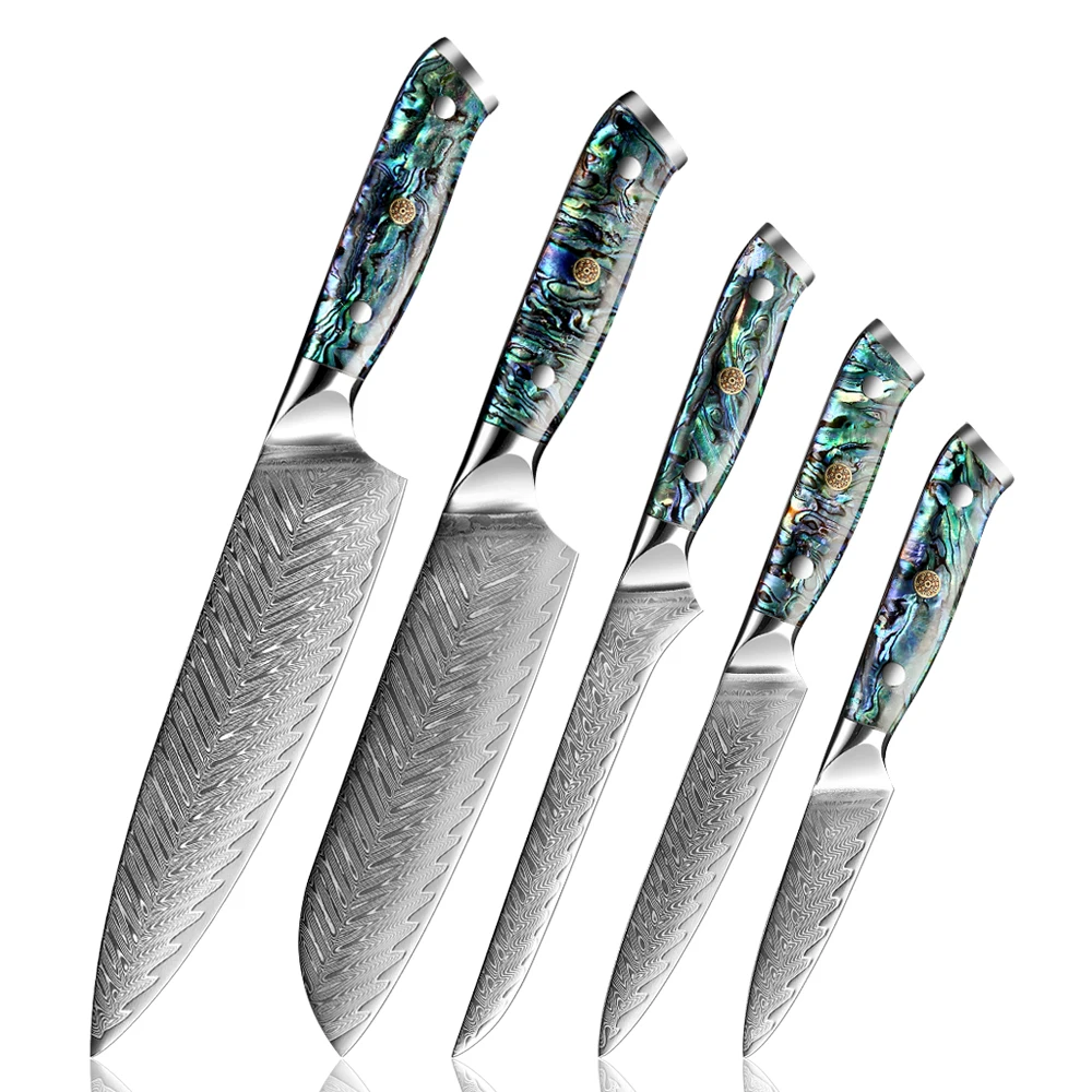 XITUO Chef Knife Drop shipping Damascus Steel Set Kitchen Knives 1-5 PCS Japanes Santoku Boning knife Shell Handle Free Shipping