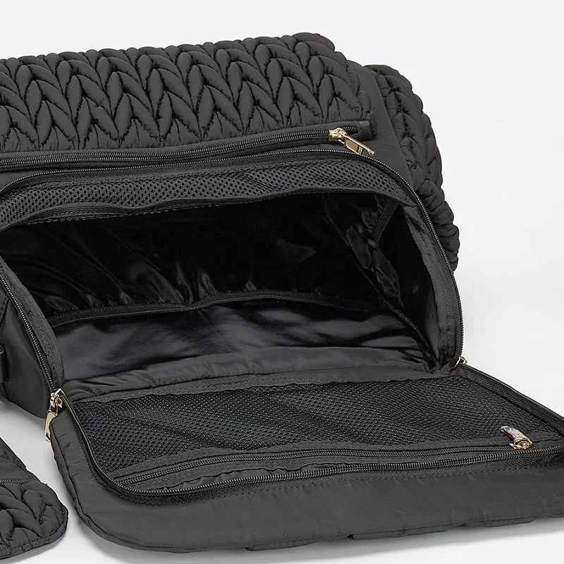 High Quality Fashionable Mommy Diaper Backpack Bag Black Baby Backpack Three-piece Set Diaper Bag With Changing Station