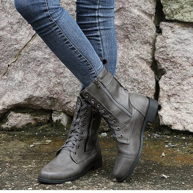2021 Autumn And Winter New Flat Large Size Low-Heeled Ankle Boots Winter Women Shoes Boots