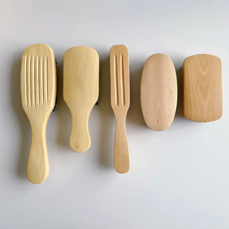 New Salon Comb Natural or Colored Wooden Boar Bristle Hair Brush In Different Size and Hardness