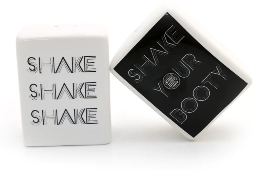 Handcrafts White Square Pair salt and pepper set ceramic with custom logo