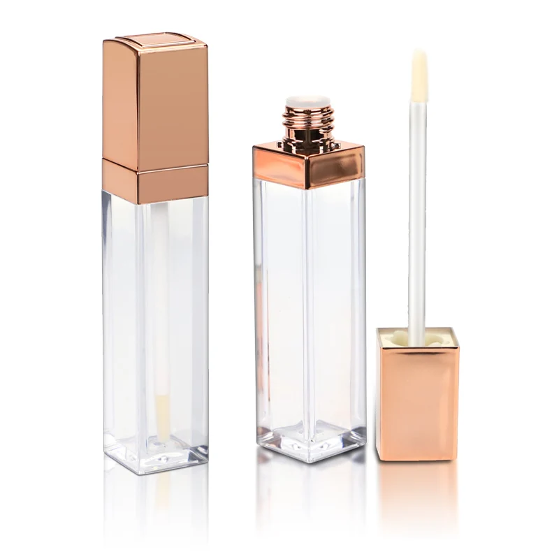 Luxury 10ml Rose Gold Empty Lipgloss Containers Tube Square Lip Gloss Tubes