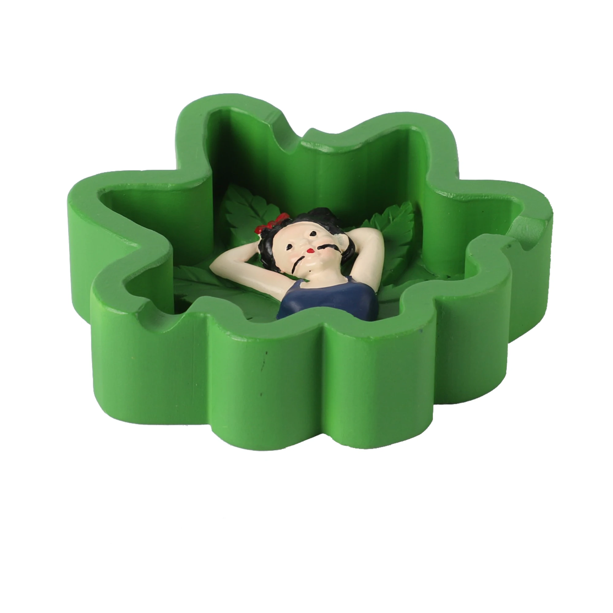 UKETA Customized New Design portable smoking accessories Leaf shape Ash tobacco table pull ring cigarette resin ashtrays