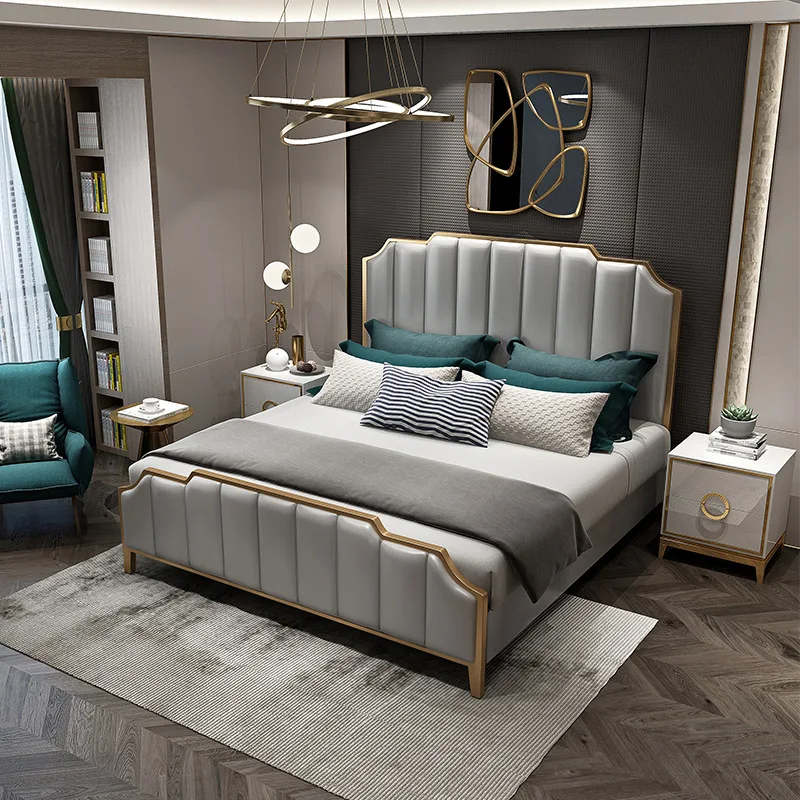 2021 Newest design bedding set titanium stainless steel modern double bed frame