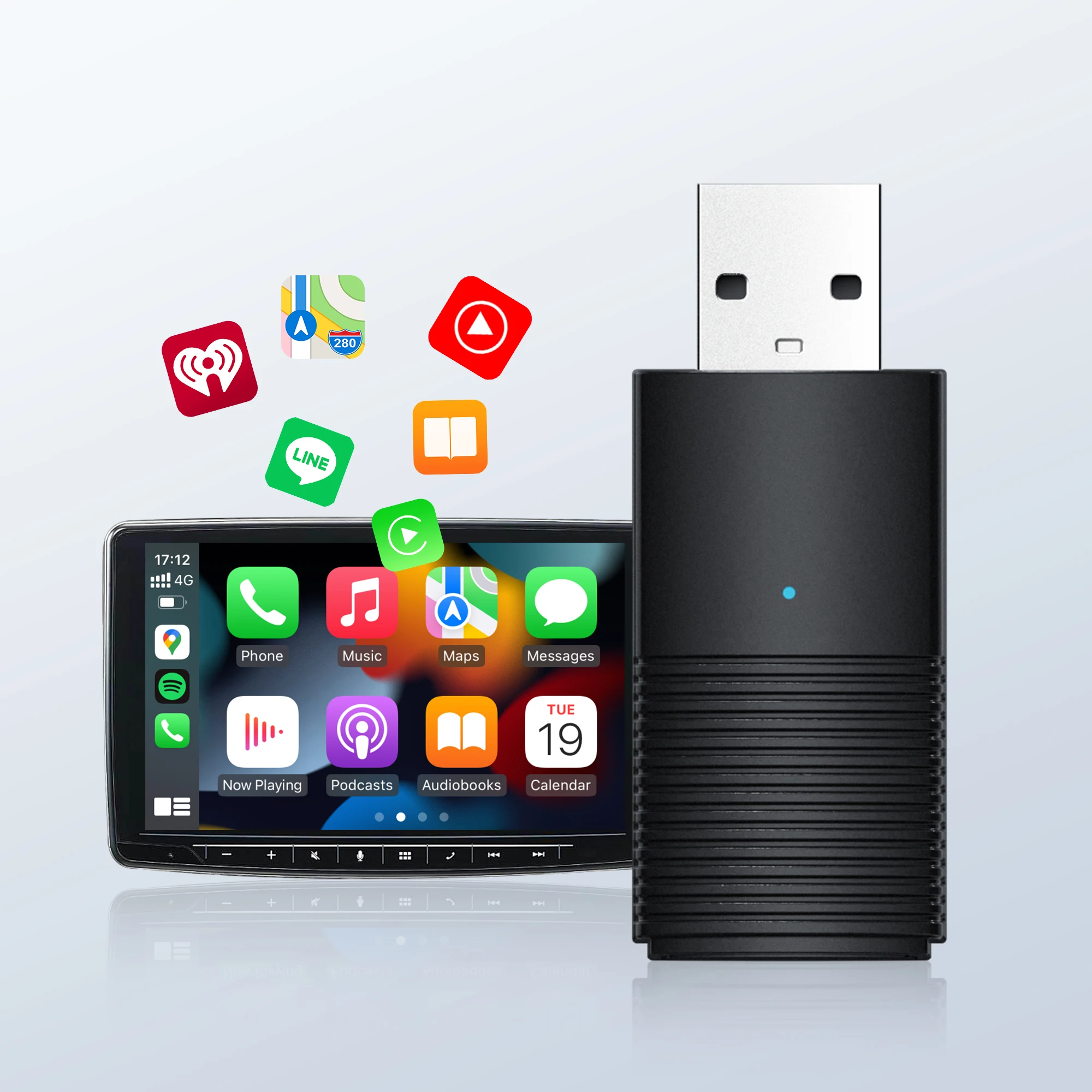 NEW Product Portable Wireless Carplay Converter Wired to Wireless Carplay Adapter for Car Multimedia Plug and Play Fast