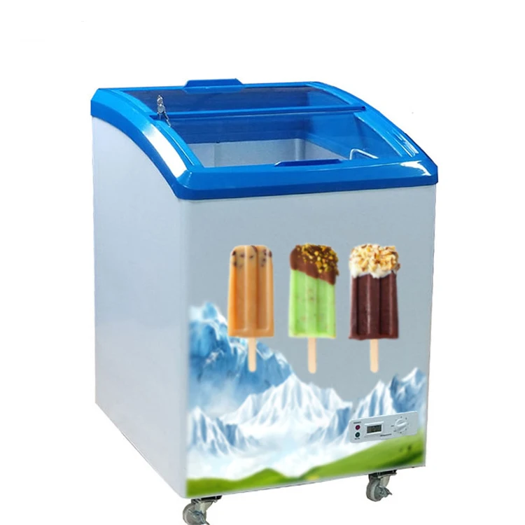Door to door 2 baskets single temperature glass open door ice cream showcase chest freezer