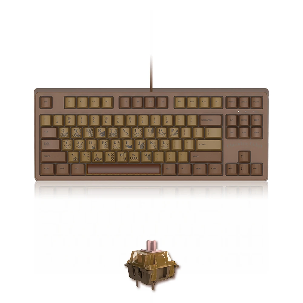 Latest 87-keys Mechanical Gaming Keyboard PBT Keyboard with Chocolate Pattern for PC Professional Gamers 87 Keys N Key Rollover