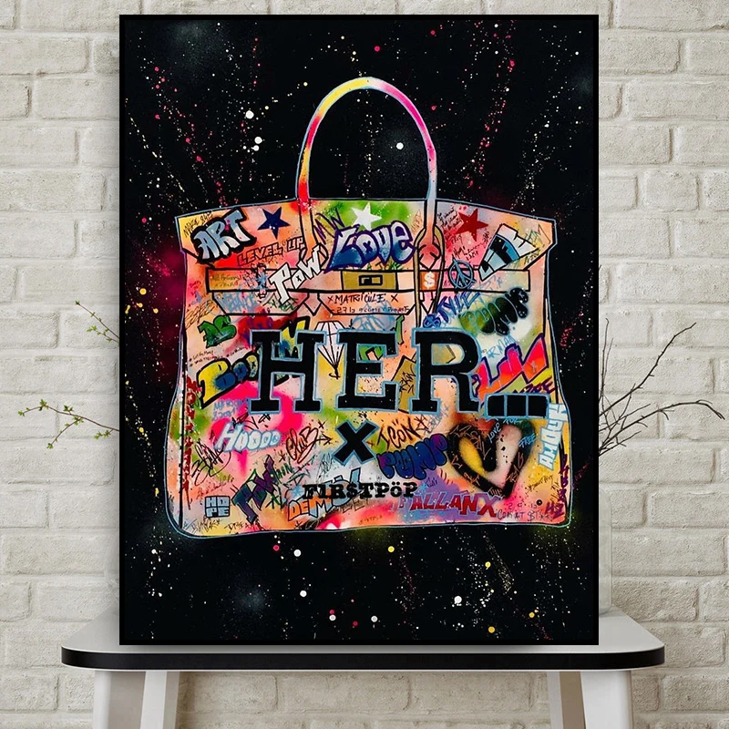 Living room Decor Home Street Graffiti Art Bag Print Pictures Canvas Poster pop art canvas graffiti painting