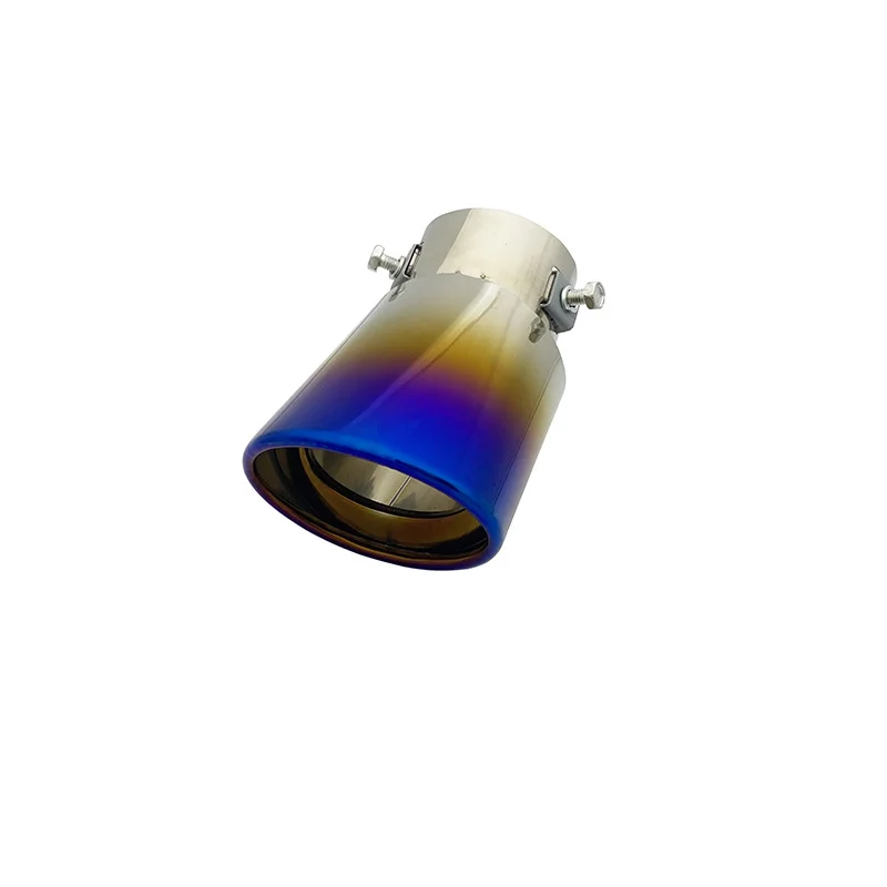 Universal Car Rear Tail Throat Liner Car Auto Round Exhaust pipe neo chrome/burnt blue Muffler Tip Stainless Steel
