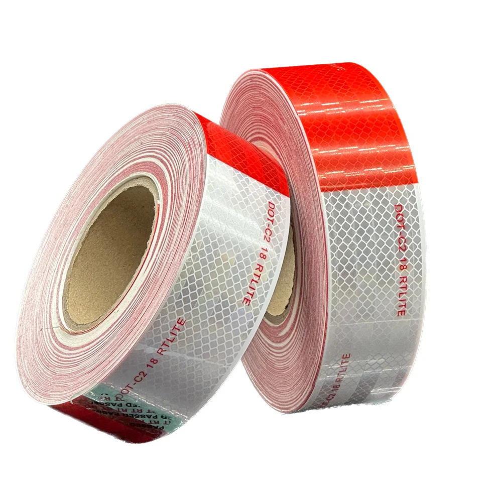 White And Red ECE 104R 00821 Conspicuity Reflective Tape DOT C2 For Truck Sticker