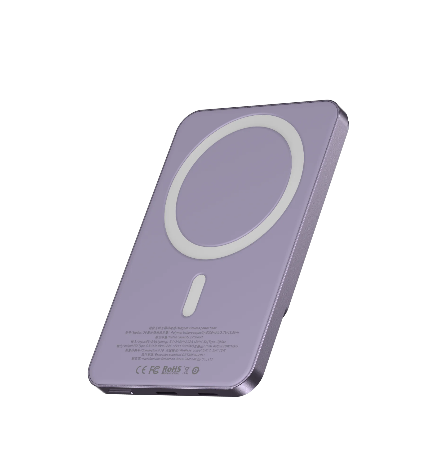 Newest Mini Portable Charger 5000mah 10000mah Powerbank Magnetic Wireless Charging Metal Power Bank with Led Display Q9