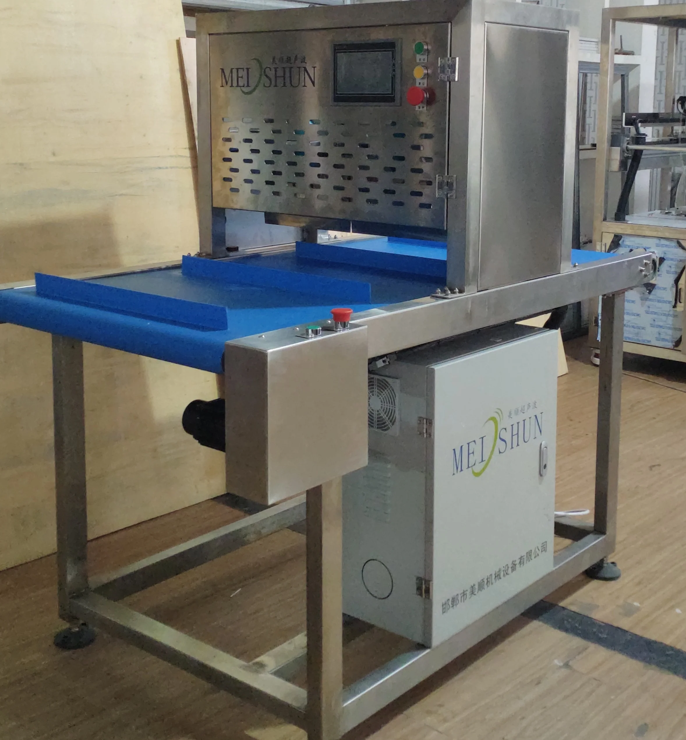 Automatic cutting operating line Ultrasonic sheet cake Cutting Machine for Cakes and Bread in assembly line