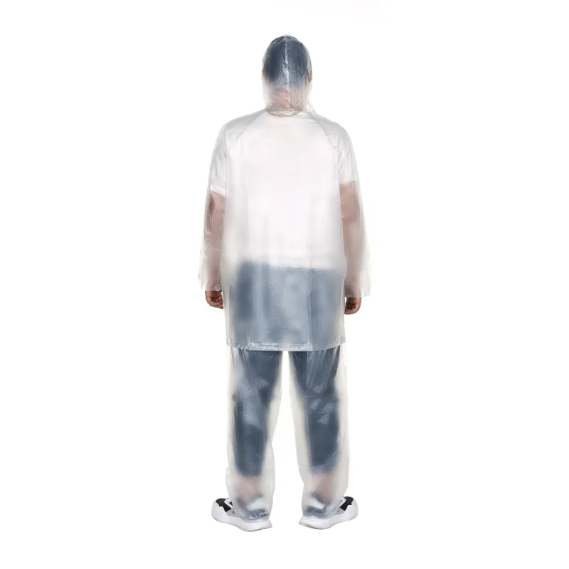 Custom Imprinted PE Rain Coat Jacket and Pants Ponchos Convenient Waterproof Hooded Poncho Raincoat PE Material