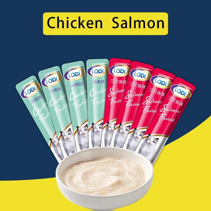 Кошачий корм со вкусом курицы и лосося свежий влажный кошачий кошачьи закуски 15 г