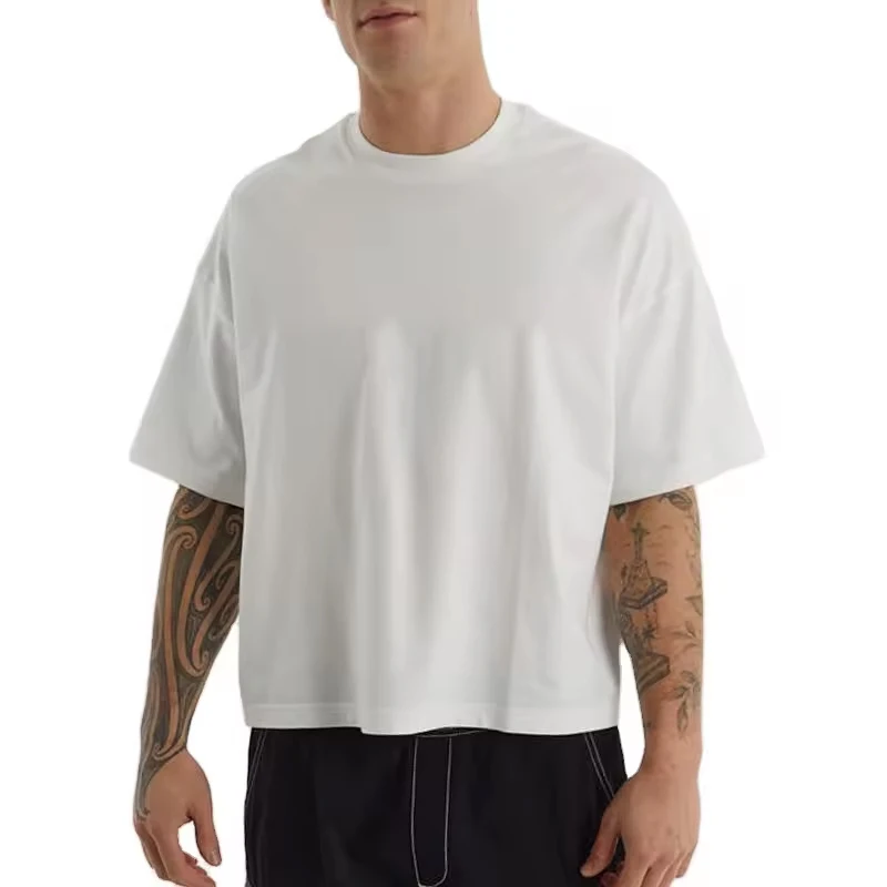 Wholesale boxy fit cropped tshirt acid washed vintage 250 gsm cotton t shirts oversized heavy weight tshirt for men