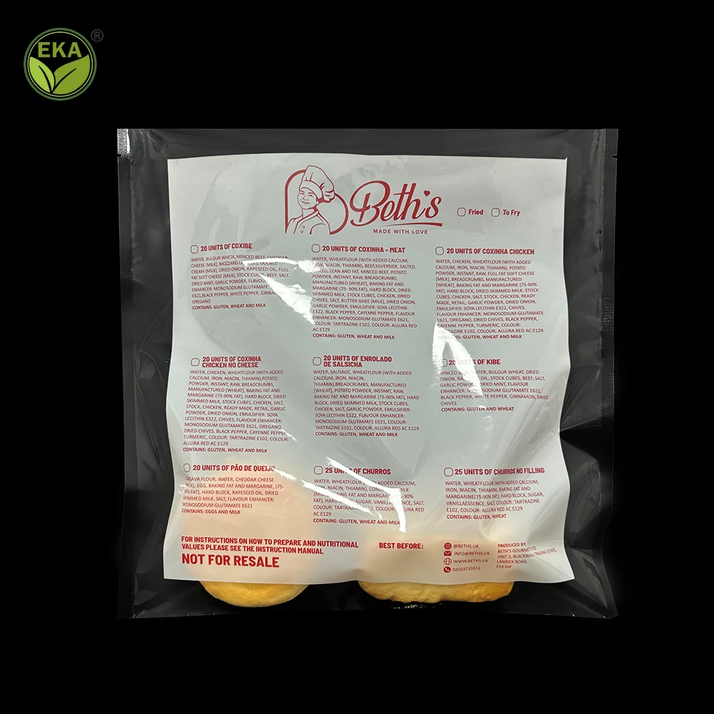 Biodegradable Plastic 3 Sides-Seal Customized Logo Food Dumplings Logo Clear Resealable Cake Bread Packing Plastic Bags