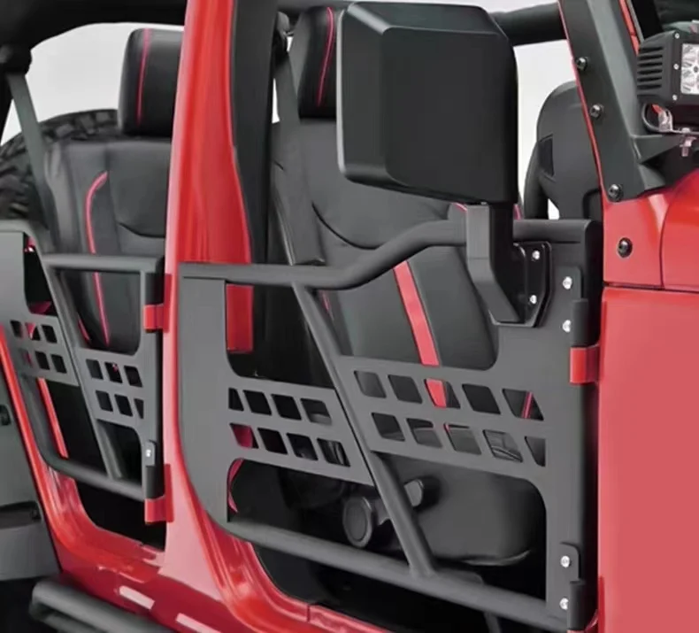 4 Doors Tubular Doors with Side View Mirror OffRoad  Steel Body Armor Guards for Jeep JL Wrangler 2018+   JL1078  LantSun
