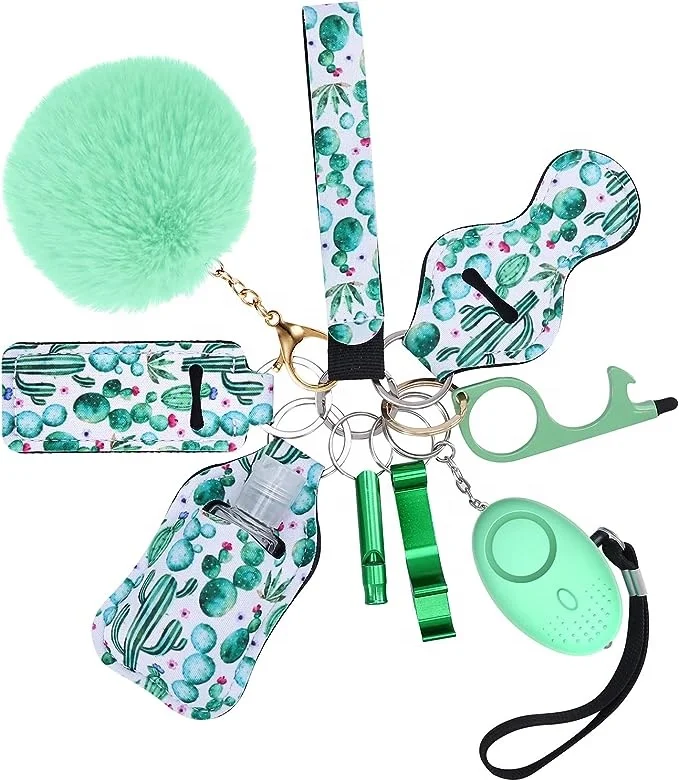 Wholesale Custom Printing Designer Key Chain Bling Bulk Personal Alarm Safety Keychain Women Self Defense Supplies Alloy