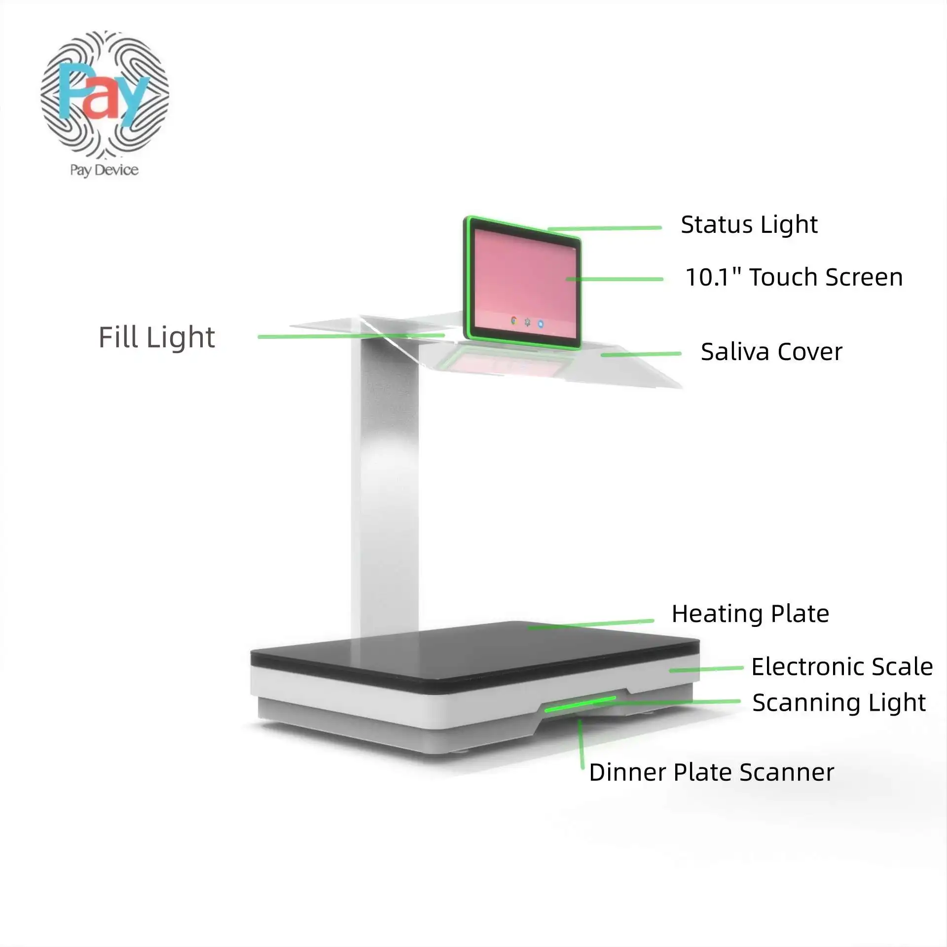 Android OS Self-Service POS Scale 8 Inch Screen Bluetooth WiFi Electronic Canteen Code Weighing Scanning Electronic Payment