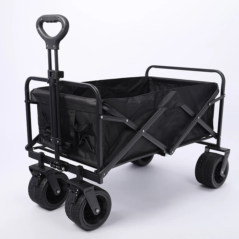 TODO Camping Folding Trolley Shopping Cart High Quality Loading 100KG Foldable Camping Wagon with Tank Wheels