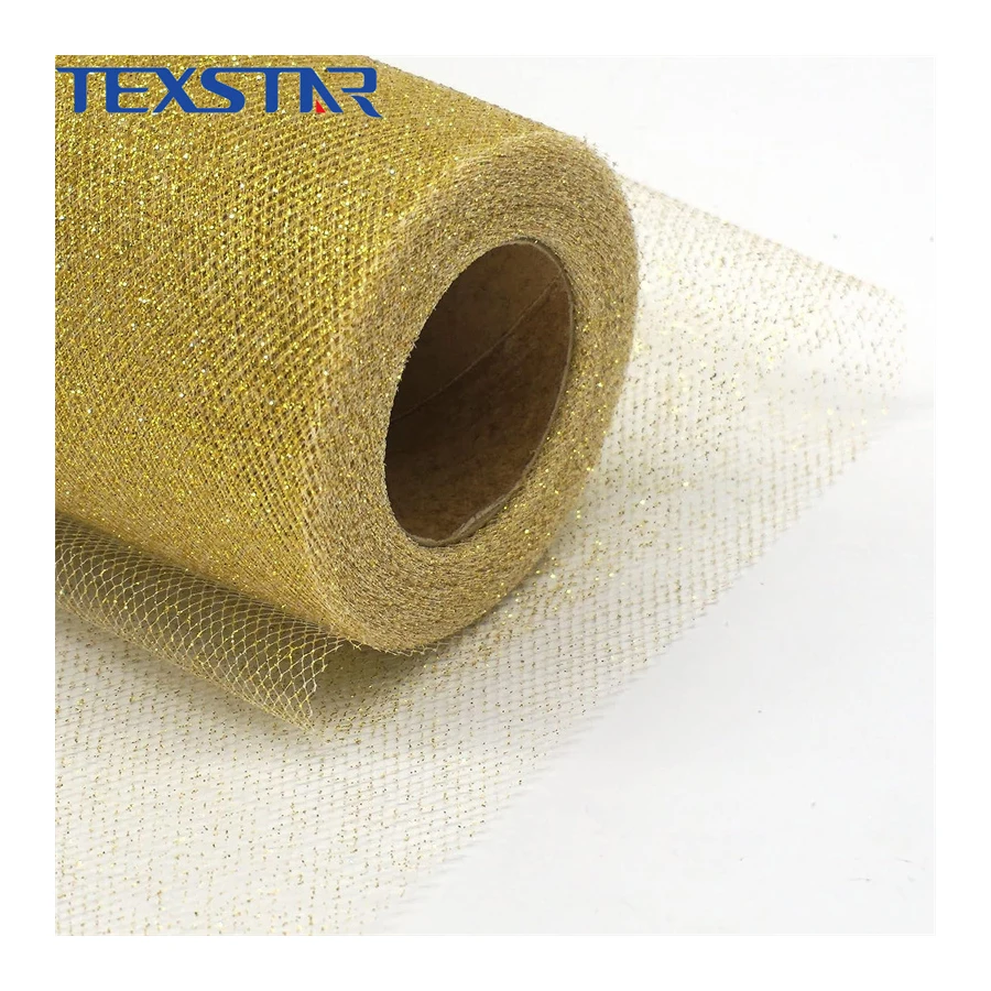 High quality sparkle tulle fabric roll in 6 Inch x25 Yards shining tulle roll for tulle bow