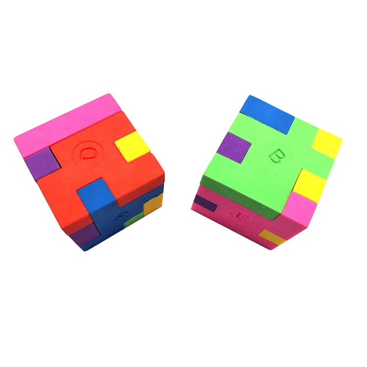 promotional puzzle cube eraser, cartoon colorful children gift creative DIY puzzle eraser