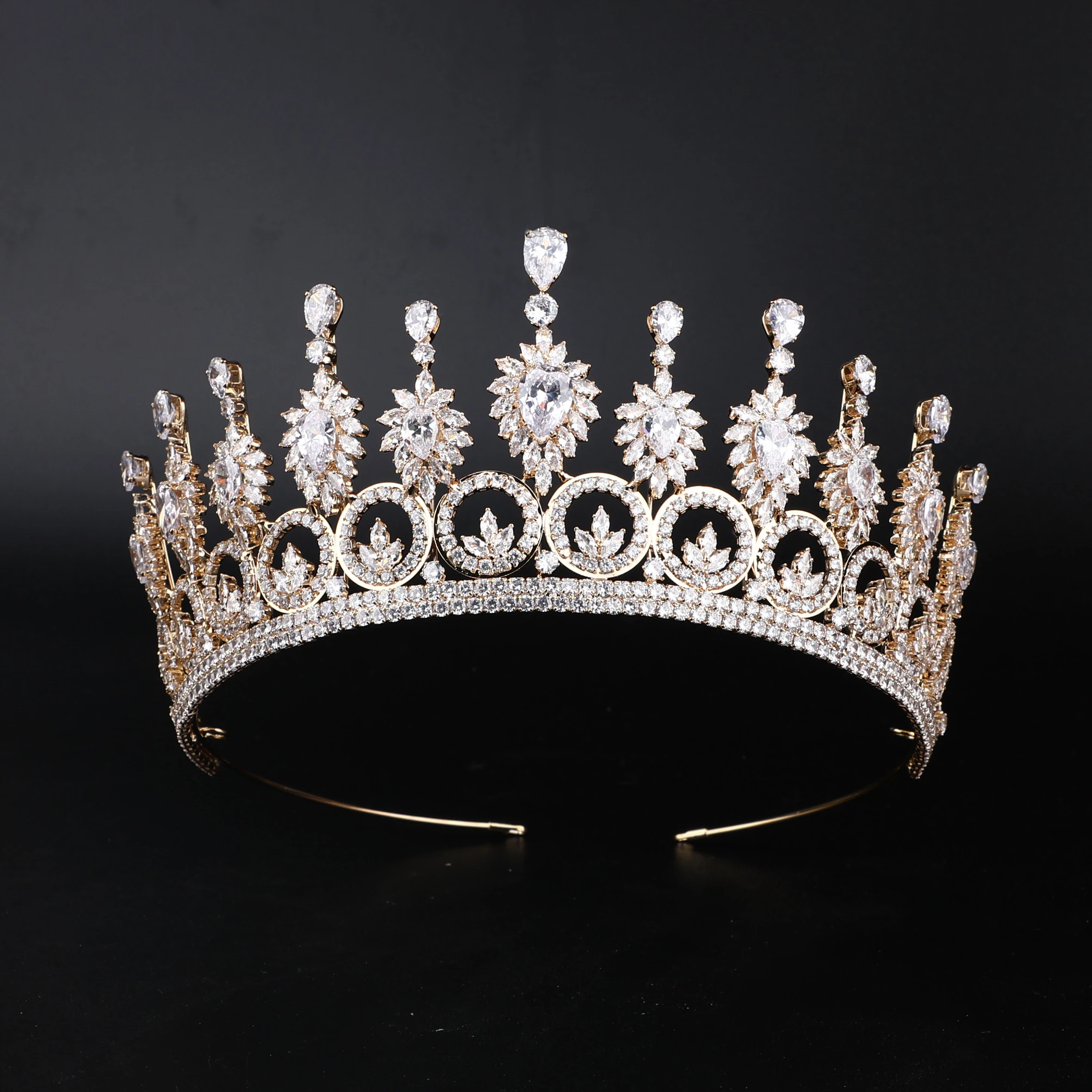 Platinum Plated/ 24K Gold Plated Tiara Wedding Hair Accessories Bridal Crown Tiaras High Quality Women Bride Queen Hair Jewelry