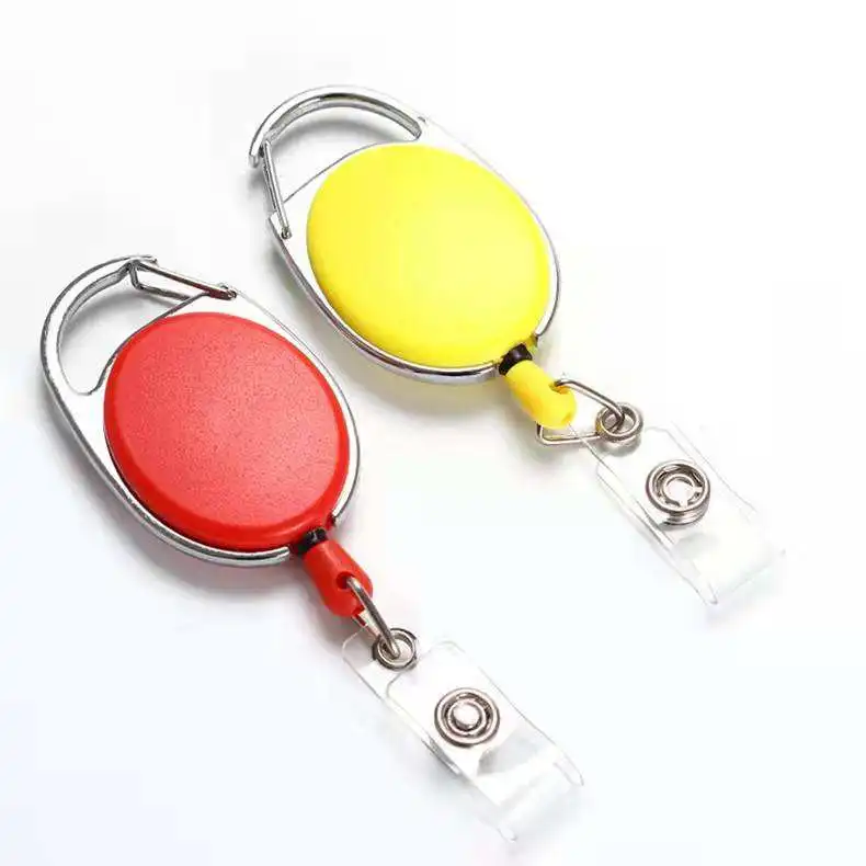 Custom Epoxy Logo Retractable Badge Reel Promotional Carabiner Reel Badge with PVC Clip ID Card Badge Holding