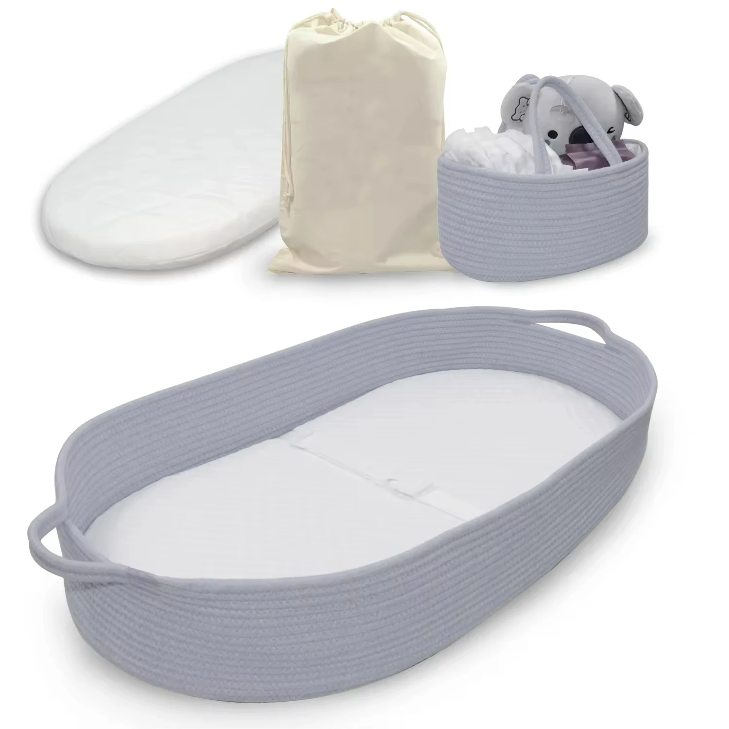2024 Newborn Baby Gift Set Cotton Rope Baby Changing Basket with Diaper Caddy Basket