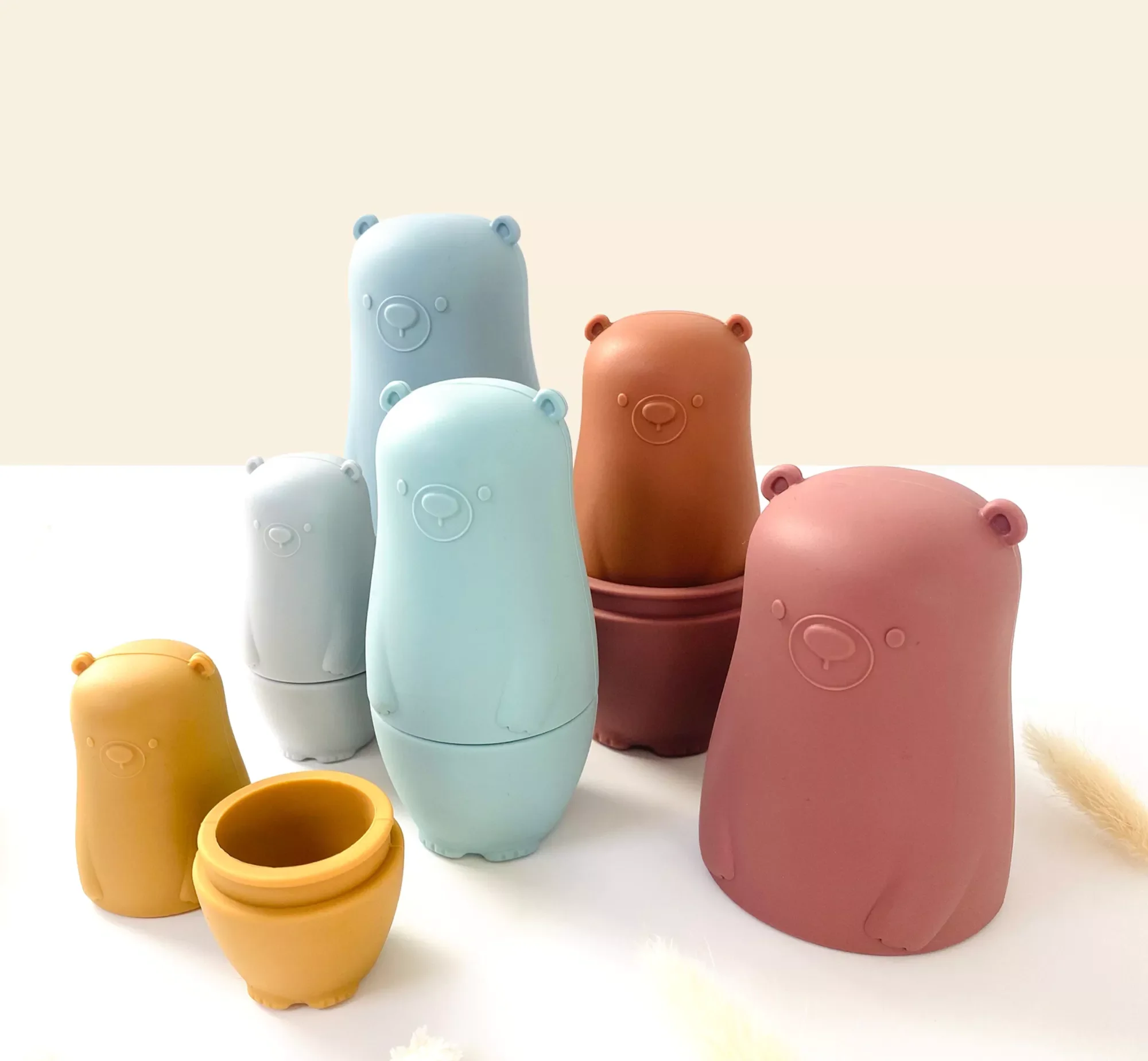 Montessori Toy Educational, Silicone Nesting Doll Toys for Children Toys ,Nesting Stacking Russian Silicone Doll Toy