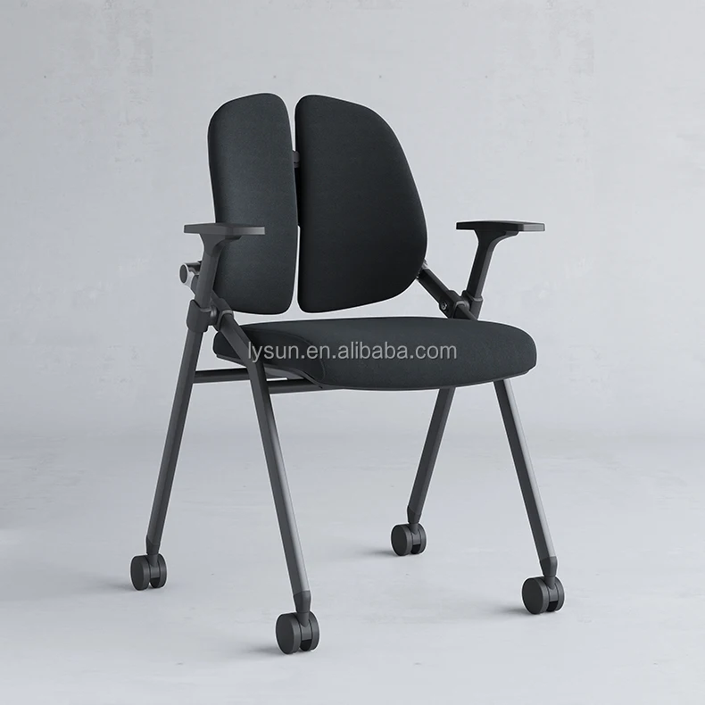 Double waist design Stacking Church Student Office Chair Mesh Fabric Conference Training Meeting Chair with Writing Pad