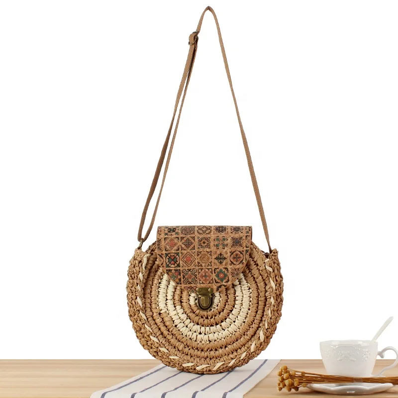 Dropshipping Women Literature Weaving Ethnic Style Small Fashion Round Straw Bag