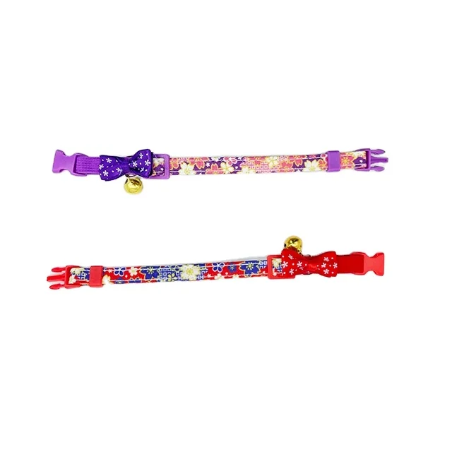 C4P Wholesale pet accessories cat collar breakaway buckle puppy dog  cat collar para perro with bell flower cat collar