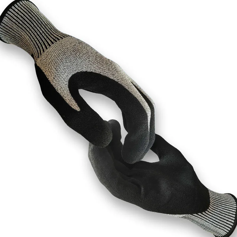 ANSI A5 cut level  HPPE/Glass fiber Waterproof and oil-resistant nylon dipped coating wear-resistant ready stock wholesale