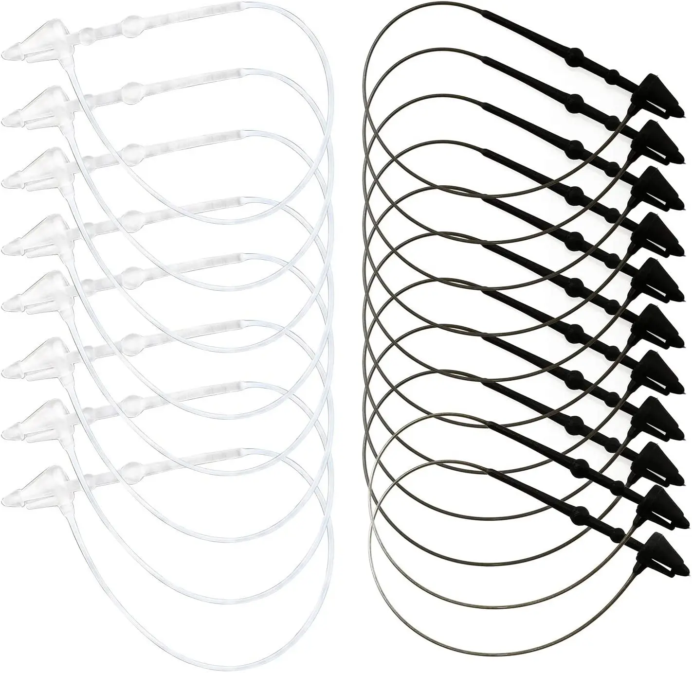 Black and Transparent Plastic Fastener Hang Tag Snap Lock  Security Loop for Retail Store Clothing
