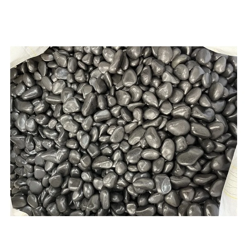 Industrial Design Style Black Cobblestone Rock Pebbles Natural White Stone Polished Finish for Garden & Outdoor Use