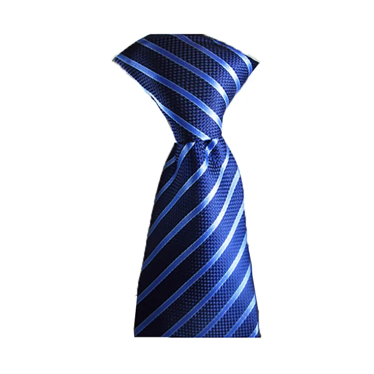 
Chinese Factory Wholesale 100% Polyester Fabric Woven Navy Striope Necktie For Business 