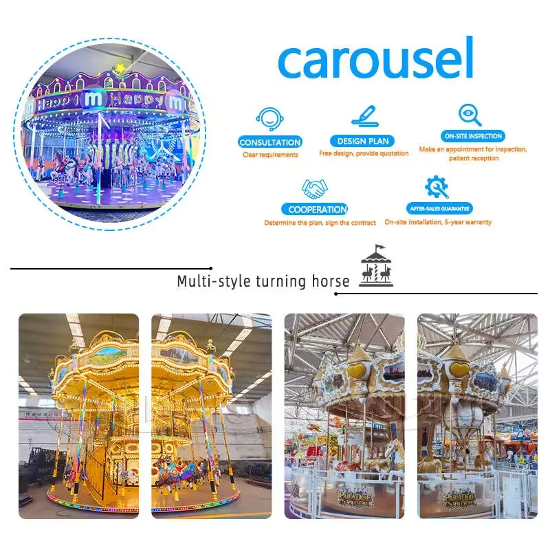 New Design Indoor and Outdoor Kids Game Merry Go Round Carousel Horses Amusement Park Rides For Sale