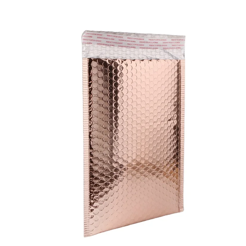 Custom Design Envelopes Padded Bubble Mailing Bags Rose Gold Glitter Metallic Foil Teal Bubble Mailers