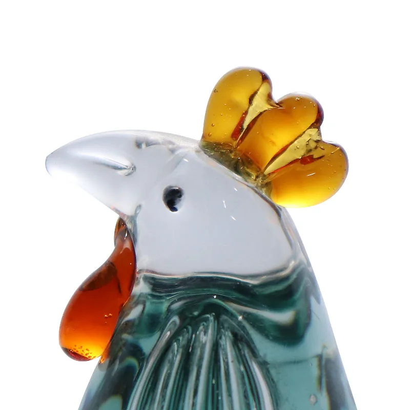 Wholesale solid color glass glass chicken animal figurines for home decoration