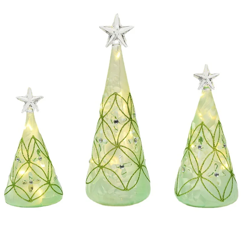 New Glass Crafts LED Lights Furniture Wedding Decoration 16cm Handheld Love Hand Painted Christmas Glass Angel