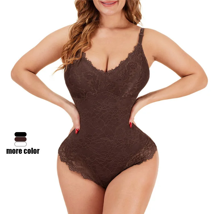 HEXIN New Design Women One Piece Plus Size Seamless Body Shaper for women Sexy Lace Shapewear Thong bodysuit
